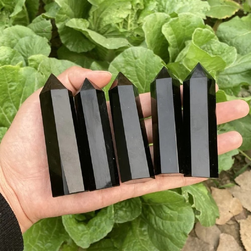 3'' Obsidian Point Obelisk Natural Crystal Tower Wand Home Decoration